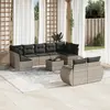 Image de vidaXL Salon de jardin avec coussins 10 pcs gris clair résine tressée