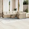 Image de vidaXL Salon de jardin avec coussins 10 pcs beige résine tressée