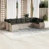 Image de vidaXL Salon de jardin avec coussins 10 pcs gris clair résine tressée