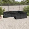 Image de vidaXL Salon de jardin 10 pcs avec coussins noir résine tressée