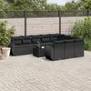 Image de vidaXL Salon de jardin 11 pcs avec coussins noir résine tressée