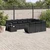 Image de vidaXL Salon de jardin 11 pcs avec coussins noir résine tressée