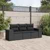 Image de vidaXL Salon de jardin 3 pcs avec coussins noir résine tressée