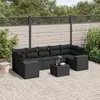 Image de vidaXL Salon de jardin 8 pcs avec coussins noir résine tressée