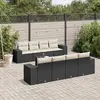 Image de vidaXL Salon de jardin 9 pcs avec coussins noir résine tressée