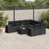 Image de vidaXL Salon de jardin 9 pcs avec coussins noir résine tressée