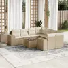 Image de vidaXL Salon de jardin avec coussins 9 pcs beige résine tressée
