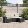 Image de vidaXL Salon de jardin 4 pcs avec coussins noir résine tressée