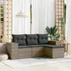 Image de vidaXL Salon de jardin 4 pcs avec coussins gris résine tressée
