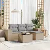 Image de vidaXL Salon de jardin avec coussins 5 pcs beige résine tressée