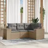 Image de vidaXL Salon de jardin avec coussins 4 pcs beige résine tressée