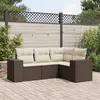 Image de vidaXL Salon de jardin 4 pcs avec coussins marron résine tressée