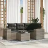 Image de vidaXL Salon de jardin 5 pcs avec coussins gris clair résine tressée