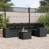 Image de vidaXL Salon de jardin 6 pcs avec coussins noir résine tressée