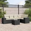 Image de vidaXL Salon de jardin 6 pcs avec coussins noir résine tressée
