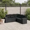 Image de vidaXL Salon de jardin 5 pcs avec coussins noir résine tressée