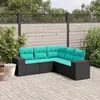 Image de vidaXL Salon de jardin 5 pcs avec coussins noir résine tressée