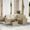 Image de vidaXL Salon de jardin avec coussins 6 pcs beige résine tressée