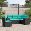 Image de vidaXL Salon de jardin 5 pcs avec coussins noir résine tressée
