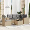 Image de vidaXL Salon de jardin avec coussins 6 pcs beige résine tressée