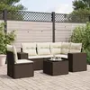 Image de vidaXL Salon de jardin avec coussins 6 pcs marron résine tressée