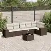Image de vidaXL Salon de jardin avec coussins 7 pcs marron résine tressée