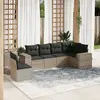 Image de vidaXL Salon de jardin 6 pcs avec coussins gris clair résine tressée