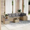 Image de vidaXL Salon de jardin avec coussins 7 pcs beige résine tressée