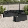 Image de vidaXL Salon de jardin 8 pcs avec coussins noir résine tressée
