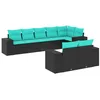 Image de vidaXL 8-delige tuinbankset met kussens, zwart polyrotan