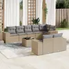 Image de vidaXL Salon de jardin avec coussins 9 pcs beige résine tressée