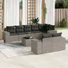 Image de vidaXL Salon de jardin 9 pcs avec coussins gris résine tressée
