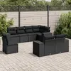 Image de vidaXL Salon de jardin 8 pcs avec coussins noir résine tressée