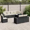 Image de vidaXL Salon de jardin 8 pcs avec coussins noir résine tressée