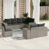 Image de vidaXL Salon de jardin 8 pcs avec coussins gris résine tressée