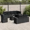 Image de vidaXL Salon de jardin 9 pcs avec coussins noir résine tressée
