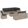 Image de vidaXL Salon de jardin 9 pcs avec coussins gris clair résine tressée