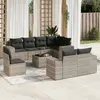 Image de vidaXL Salon de jardin 9 pcs avec coussins gris clair résine tressée