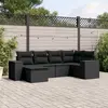 Image de vidaXL Salon de jardin 6 pcs avec coussins noir résine tressée