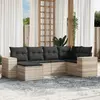 Image de vidaXL Salon de jardin 6 pcs avec coussins gris clair résine tressée