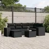 Image de vidaXL Salon de jardin 7 pcs avec coussins noir résine tressée