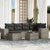 Image de vidaXL Salon de jardin avec coussins 7 pcs gris clair résine tressée