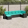 Image de vidaXL Salon de jardin 7 pcs avec coussins noir résine tressée