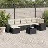 Image de vidaXL Salon de jardin 8 pcs avec coussins noir résine tressée
