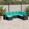 Image de vidaXL Salon de jardin 7 pcs avec coussins noir résine tressée