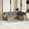 Image de vidaXL Salon de jardin avec coussins 7 pcs beige résine tressée