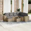Image de vidaXL Salon de jardin avec coussins 8 pcs beige résine tressée