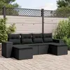 Image de vidaXL Salon de jardin 6 pcs avec coussins noir résine tressée