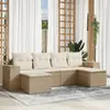 Image de vidaXL Salon de jardin avec coussins 6 pcs beige résine tressée