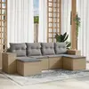Image de vidaXL Salon de jardin avec coussins 6 pcs beige résine tressée